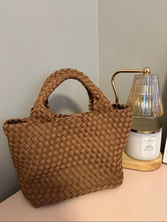 ANTONIO MELANI Woven Tote in Cognac Brown - Picture 2 of 5